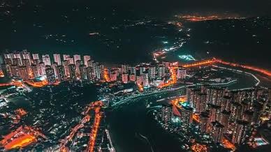 4k航拍城市夜景延时风光视频的预览图